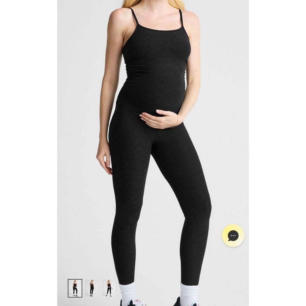Beyond Yoga Beyond the Bump Spacedye Uplevel Maternity Jumpsuit Black M Medium
